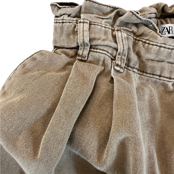 Zara 100% Cotton Paper Bag Pants Size 4 - Picture 14 of 16